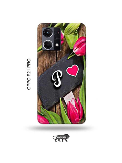 tweakymod designer printed hard case | flower letter p back cover compatible with oppo f21 pro - 19024142 - Very Small Image - 1