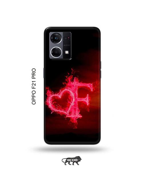 tweakymod designer printed hard case | fire heart letter f back cover compatible with oppo f21 pro - 19024160 - Very Small Image - 1