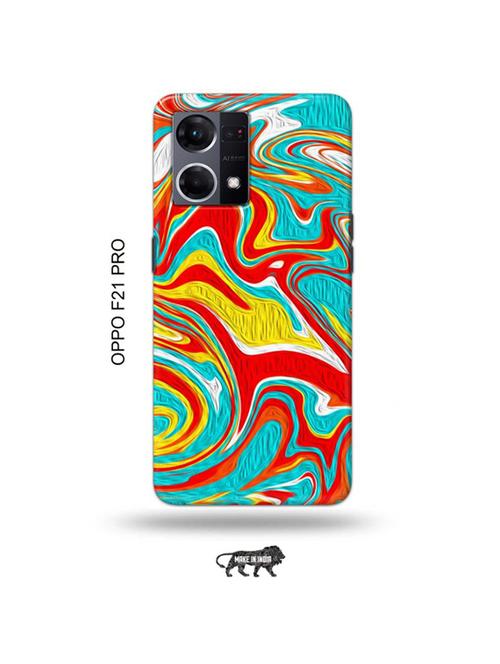 tweakymod designer printed hard case | messy red yellow back cover compatible with oppo f21 pro - 19024277 - Very Small Image - 1