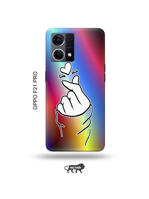 tweakymod designer printed hard case | korean heart gesture multicolour back cover compatible with oppo f21 pro - 19024404 - Very Small Image - 1