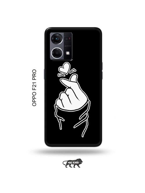 tweakymod designer printed hard case | korean heart gesture black back cover compatible with oppo f21 pro - 19024405 - Very Small Image - 1