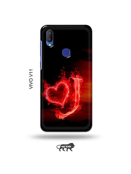 fire heart letter j back cover compatible with vivo v11 - 19027797 - Very Small Image - 1