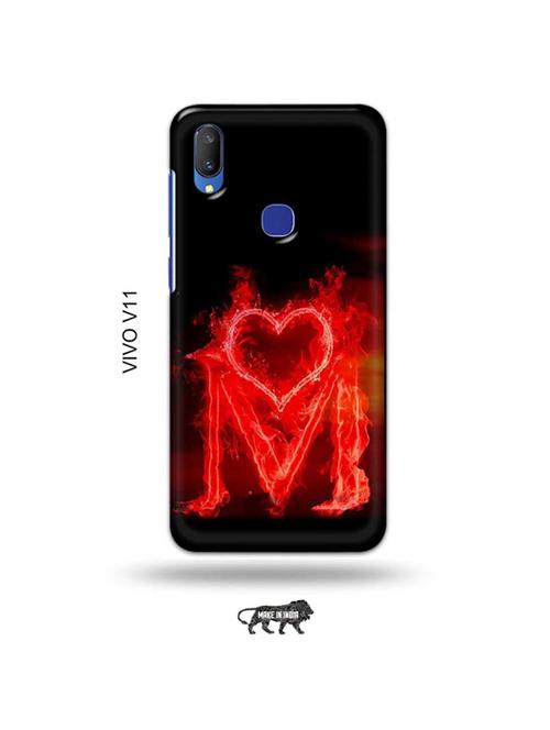 fire heart letter m back cover compatible with vivo v11 - 19027800 - Very Small Image - 1