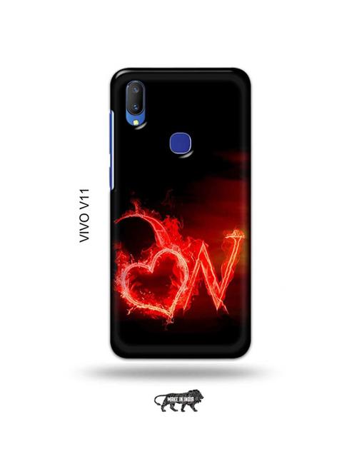 fire heart letter w back cover compatible with vivo v11 - 19027810 - Very Small Image - 1