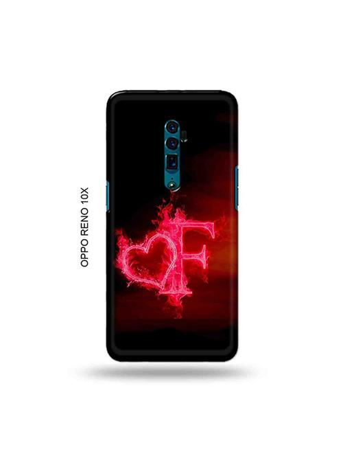 tweakymod designer printed hard case | fire heart letter f back cover compatible with oppo reno 10x zoom - 19028831 - Very Small Image - 1