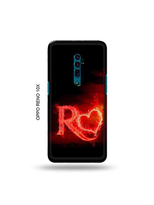 tweakymod designer printed hard case | fire heart letter r back cover compatible with oppo reno 10x zoom - 19028843 - Very Small Image - 1