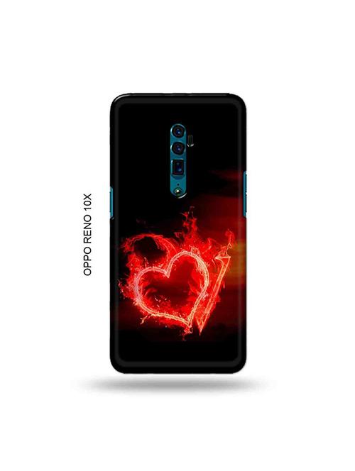 tweakymod designer printed hard case | fire heart letter v back cover compatible with oppo reno 10x zoom - 19028847 - Very Small Image - 1