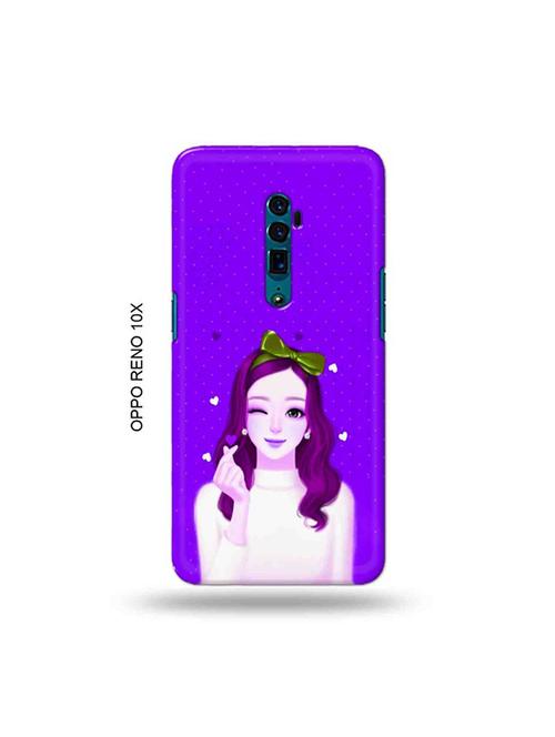 tweakymod designer printed hard case | lovely girl purple back cover compatible with oppo reno 10x zoom - 19028895 - Very Small Image - 1