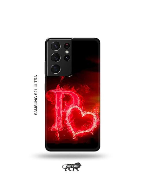 fire heart letter p back cover compatible with samsung s21 ultra - 19029879 - Very Small Image - 1
