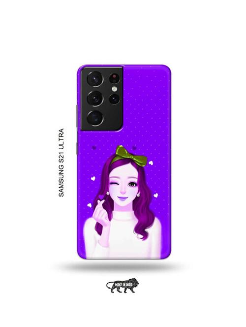 lovely girl purple back cover compatible with samsung s21 ultra - 19029933 - Very Small Image - 1