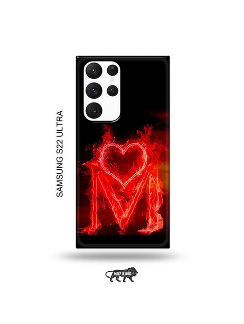 fire heart letter m back cover compatible with samsung s22 ultra - 19030395 - Very Small Image - 1