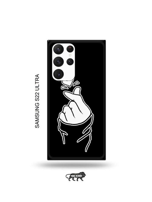 korean heart gesture black back cover compatible with samsung s22 ultra - 19030633 - Very Small Image - 1