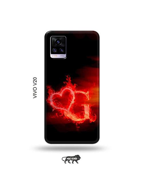 fire heart letter g back cover compatible with vivo v20 - 19030908 - Very Small Image - 1