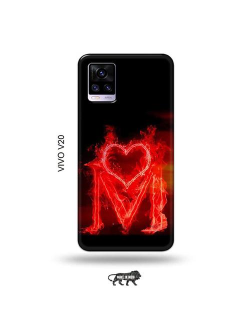 fire heart letter m back cover compatible with vivo v20 - 19030914 - Very Small Image - 1