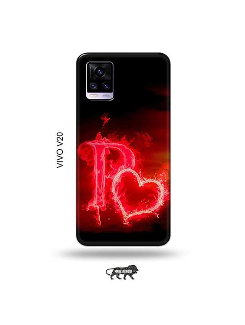 fire heart letter p back cover compatible with vivo v20 - 19030917 - Very Small Image - 1