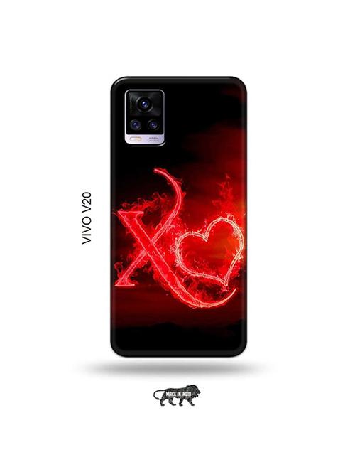 fire heart letter x back cover compatible with vivo v20 - 19030925 - Very Small Image - 1