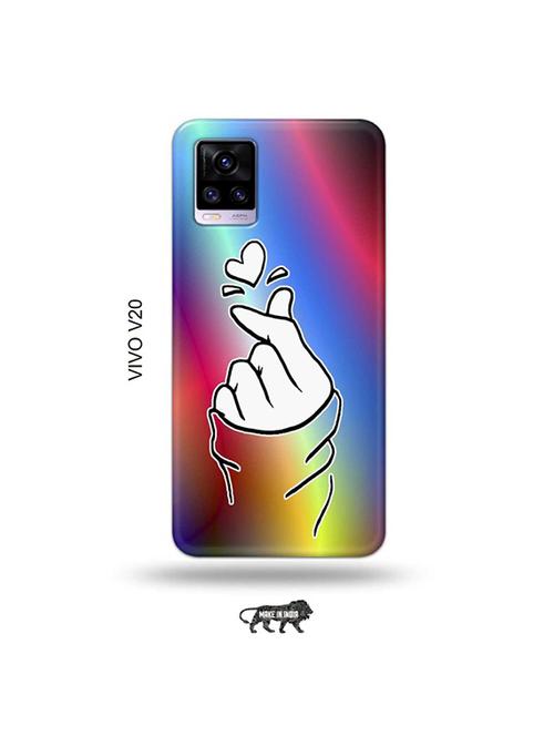 korean heart gesture multicolour back cover compatible with vivo v20 - 19031151 - Very Small Image - 1