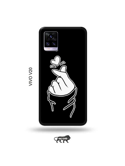 korean heart gesture black back cover compatible with vivo v20 - 19031152 - Very Small Image - 1