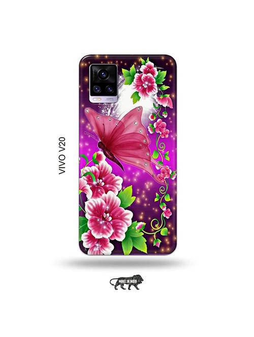 flowers back cover compatible with vivo v20 - 19031309 - Very Small Image - 1