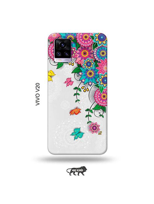 flowers back cover compatible with vivo v20 - 19031314 - Very Small Image - 1