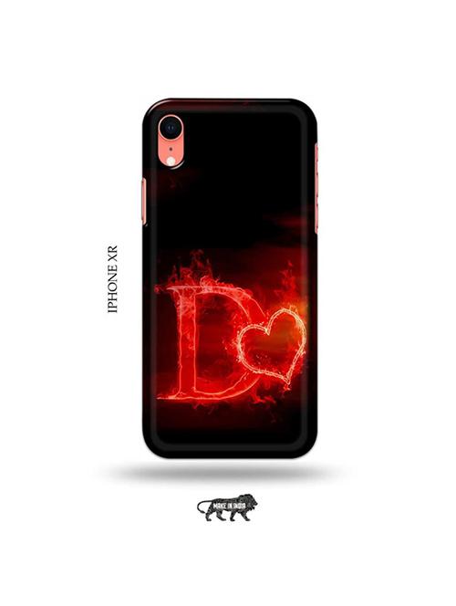 fire heart letter d back cover compatible with iphone xr - 19031424 - Very Small Image - 1