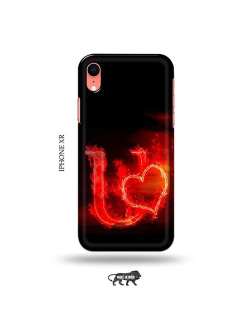 fire heart letter u back cover compatible with iphone xr - 19031441 - Very Small Image - 1