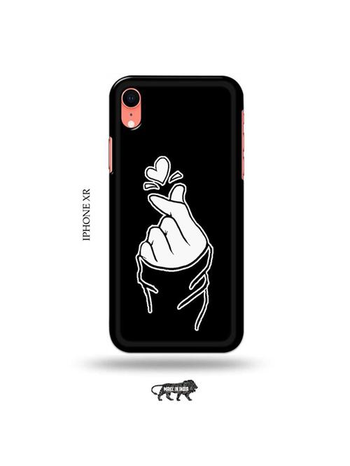 korean heart gesture black back cover compatible with iphone xr - 19031671 - Very Small Image - 1