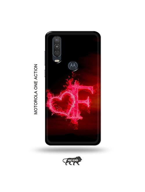 tweakymod designer printed hard case | fire heart letter f back cover compatible with motorola one action - 19032464 - Very Small Image - 1