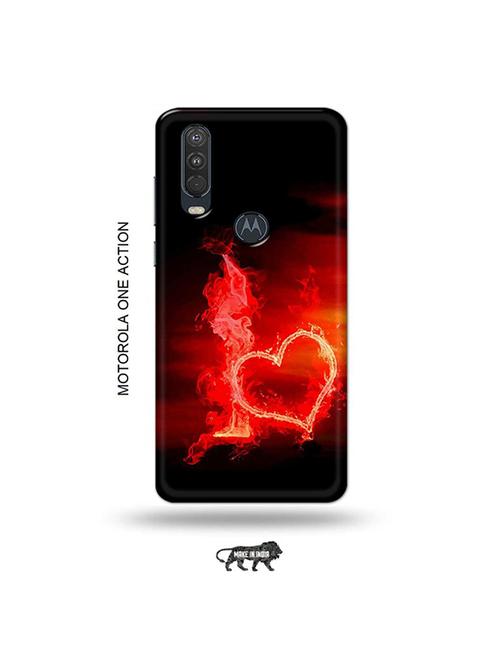 tweakymod designer printed hard case | fire heart letter i back cover compatible with motorola one action - 19032467 - Very Small Image - 1