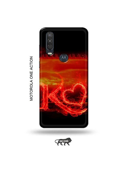 tweakymod designer printed hard case | fire heart letter k back cover compatible with motorola one action - 19032469 - Very Small Image - 1