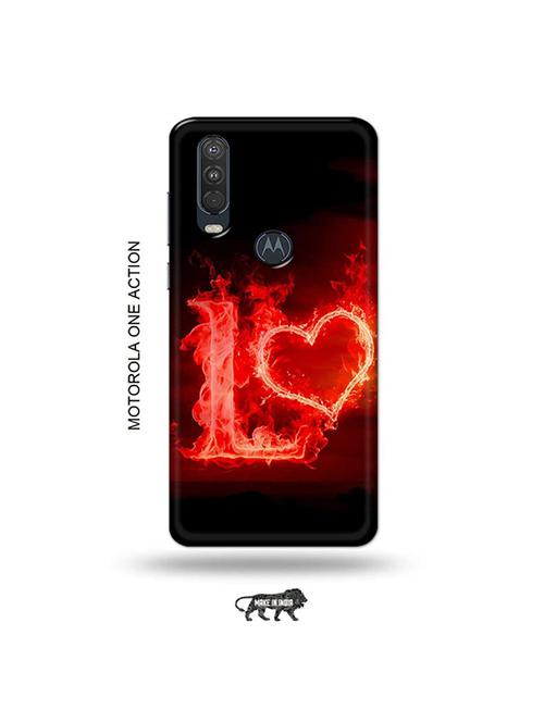 tweakymod designer printed hard case | fire heart letter l back cover compatible with motorola one action - 19032470 - Very Small Image - 1