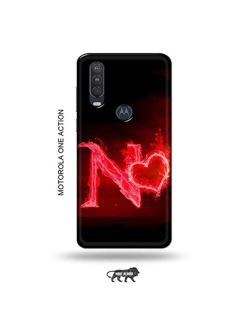tweakymod designer printed hard case | fire heart letter n back cover compatible with motorola one action - 19032472 - Very Small Image - 1