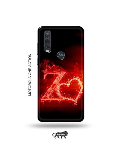 tweakymod designer printed hard case | fire heart letter z back cover compatible with motorola one action - 19032484 - Very Small Image - 1
