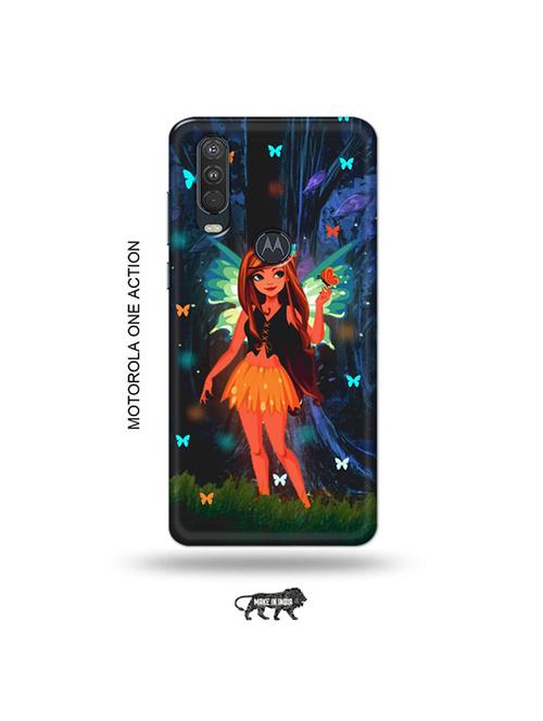 tweakymod designer printed hard case | butterfly girl back cover compatible with motorola one action - 19032533 - Very Small Image - 1