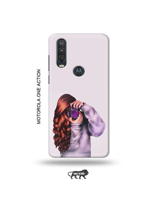 tweakymod designer printed hard case | camera buff girl back cover compatible with motorola one action - 19032546 - Very Small Image - 1