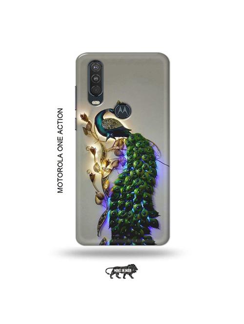 tweakymod designer printed hard case | peacock back cover compatible with motorola one action - 19032596 - Very Small Image - 1