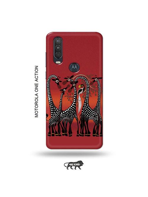 tweakymod designer printed hard case | kalankari giraffe back cover compatible with motorola one action - 19032603 - Very Small Image - 1
