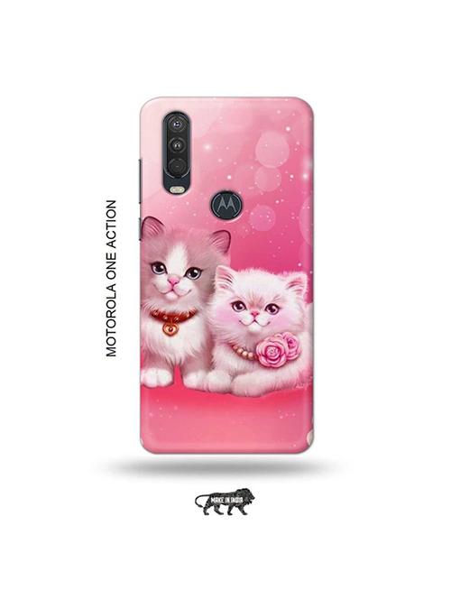 tweakymod designer printed hard case | cute kitties back cover compatible with motorola one action - 19032614 - Very Small Image - 1