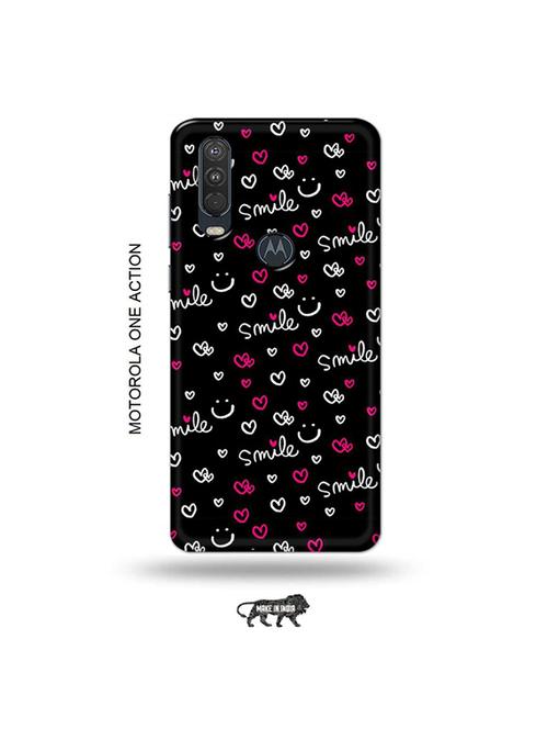 tweakymod designer printed hard case | smile doodle back cover compatible with motorola one action - 19032627 - Very Small Image - 1