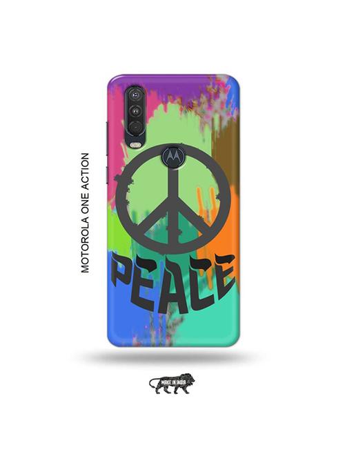 tweakymod designer printed hard case | peace back cover compatible with motorola one action - 19032642 - Very Small Image - 1