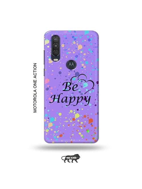 tweakymod designer printed hard case | be happy back cover compatible with motorola one action - 19032648 - Very Small Image - 1