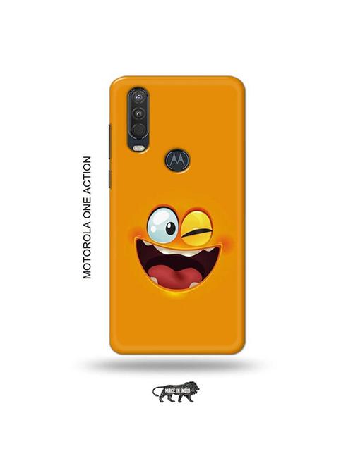 funny face orange back cover compatible with motorola one action - 19032742 - Very Small Image - 1