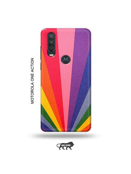 tweakymod designer printed hard case | rainbow strips back cover compatible with motorola one action - 19032748 - Very Small Image - 1