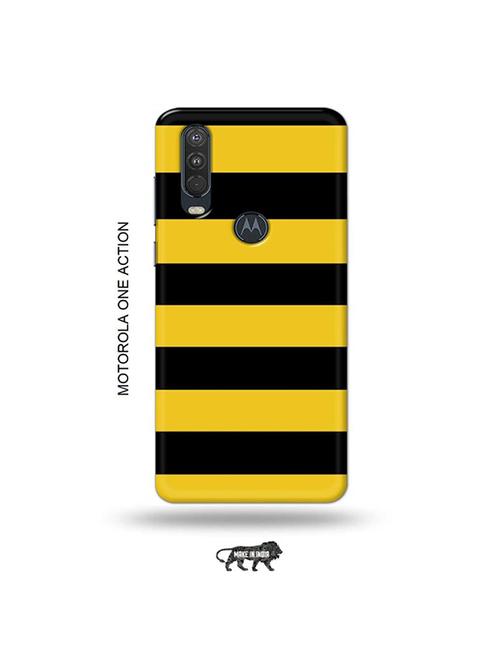 tweakymod designer printed hard case | yellow strips back cover compatible with motorola one action - 19032768 - Very Small Image - 1