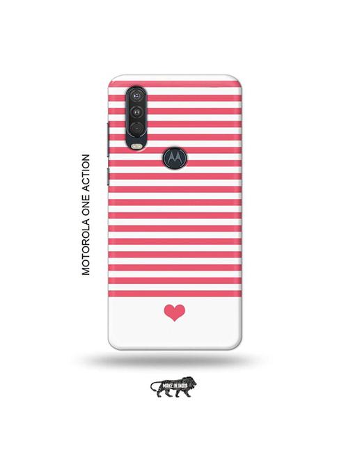 tweakymod designer printed hard case | pink strips back cover compatible with motorola one action - 19032779 - Very Small Image - 1