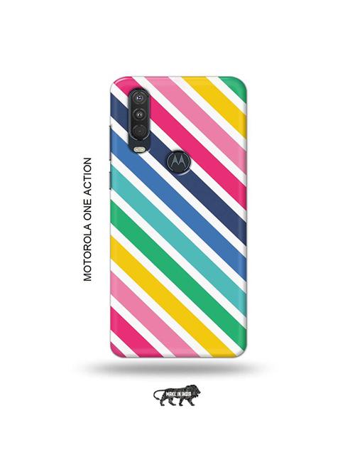 tweakymod designer printed hard case | diagonal strips back cover compatible with motorola one action - 19032785 - Very Small Image - 1