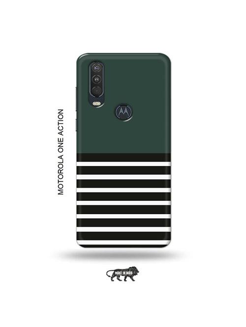 tweakymod designer printed hard case | blue and black strips back cover compatible with motorola one action - 19032787 - Very Small Image - 1