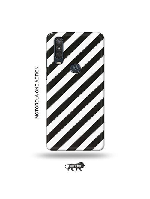 tweakymod designer printed hard case | white black back cover compatible with motorola one action - 19032789 - Very Small Image - 1