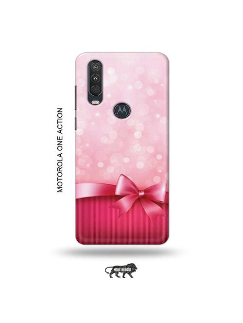 tweakymod designer printed hard case | pink bow tie back cover compatible with motorola one action - 19032812 - Very Small Image - 1
