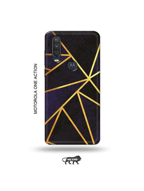 tweakymod designer printed hard case | vertical gold strips back cover compatible with motorola one action - 19032816 - Very Small Image - 1